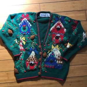 Birdhouse Bird Themed Belle Pointe Christmas Sweater